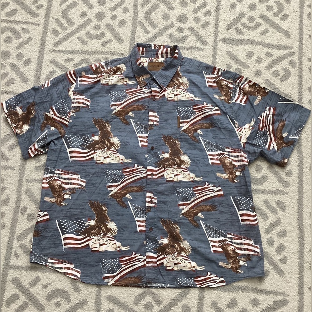Magellan Mens American Flag Button up size XXL
